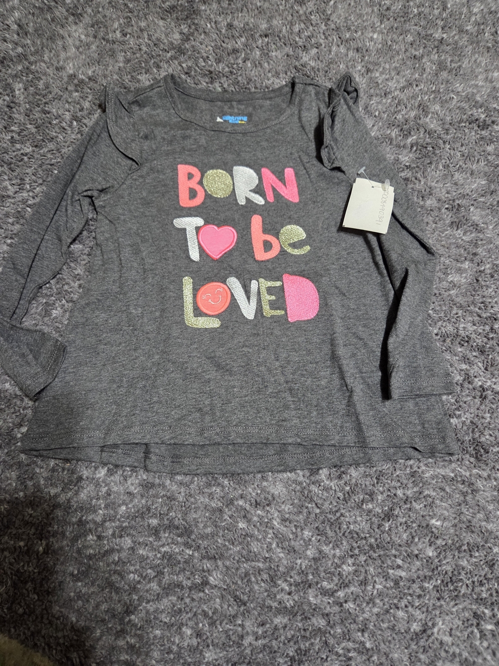 Kids Long-Sleeve 'Born To Be Loved' Graphic Tee - Gray